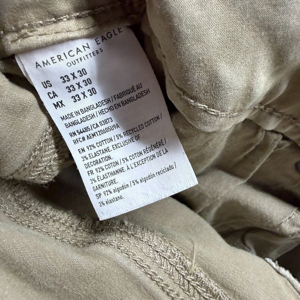 American Eagle Outfitters Flex Jeans Men 34x28 Beige Denim Straight Slim Stretch